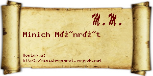Minich Ménrót névjegykártya